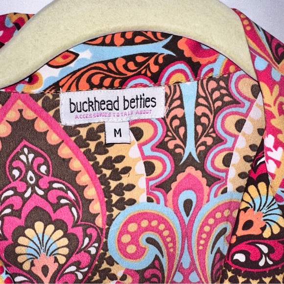 Vintage Buckhead Betties Blouse Size Medium Pullover Retro Print Hippie - Picture 8 of 10